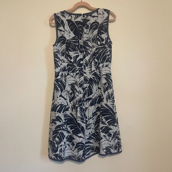 MaxMara Weekend | Blue/White Linen Tropical Print Sleeveless Sundress 10 - Picture 7 of 7